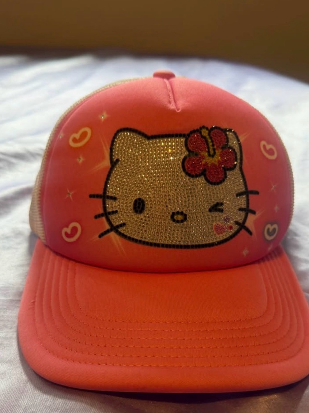 Hello Kitty Pink Rhinestone Trucker hat